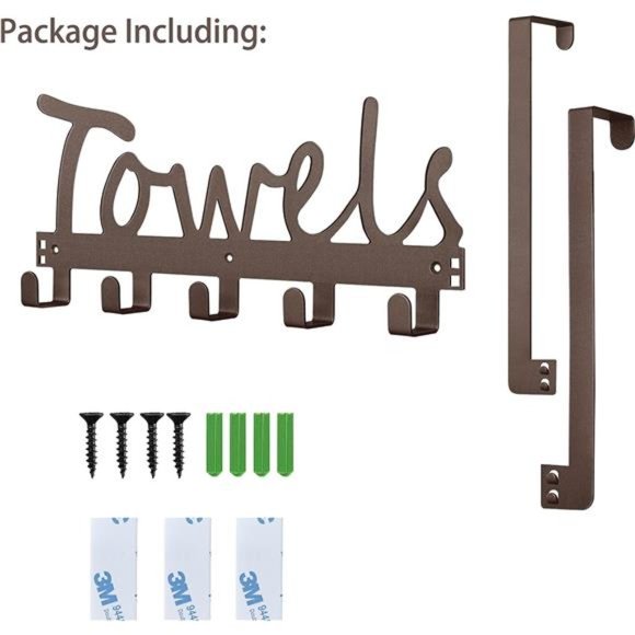 Over The Door Hooks Towel Rack Holder Heavy-Duty Organizer on Bathroom Cabinet - Picture 2 of 6